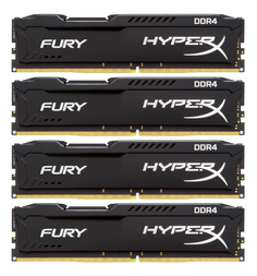 Модуль памяти Kingston HyperX Fury Black DDR4 DIMM 2400MHz PC4-19200 CL15 - 32Gb KIT (4x8Gb) HX424C15FBK4/32