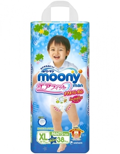 Подгузники Moony XL 12-17кг 38шт для мальчиков 4903111184712