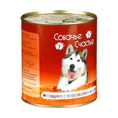 Корм Собачье Счастье Говядина с потрошками в желе 750г для собак 41497