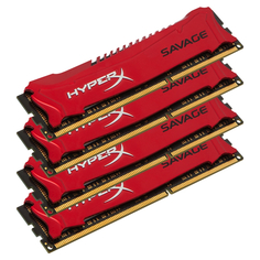 Модуль памяти Kingston HyperX Savage DDR3 DIMM 2400MHz PC3-19200 CL11 - 32Gb KIT (4x8Gb) HX324C11SRK4/32