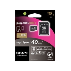 Карта памяти 64Gb - Sony UHS-1 Class 10 SR-64UYA с переходником под SD