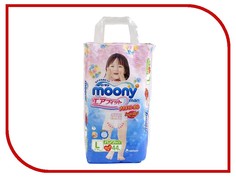 Подгузники Moony Unicharm L 9-14кг 44шт для девочек 4903111183500