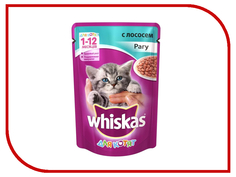 Корм Whiskas Пауч Рагу с лососем 85g для котят 10156214/10130784