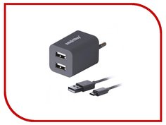 Зарядное устройство SmartBuy Traveler Combo 2xUSB + MicroUSB 2А Grey SBP-2950