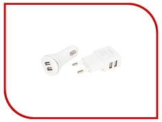 Зарядное устройство Gmini 2 USB White GM-MC-001-2USB + автомобильное