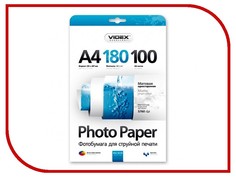 Фотобумага Videx MKA4-180/100 A4 180g/m2 матовая 100 листов
