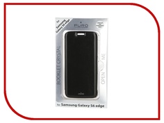 Аксессуар Чехол-накладка Samsung G925F Galaxy S6 Edge PURO Ecoleather Cover Black SGS6EDBOOKCCRYBLK