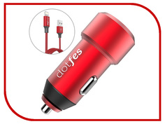 Зарядное устройство Dotfes B03s 2xUSB 4.8A + Lightning Red 03176