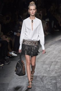 Кожаная юбка-мини с кабошонами Valentino