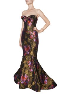 Платье в пол с цветочным принтом Zac Posen