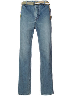 широкие джинсы с поясом Sacai