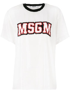 футболка с отделкой пайетками  MSGM