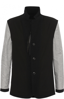 Шерстяной однобортный пиджак с контрастными рукавами Ann Demeulemeester