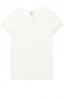 Хлопковая футболка с кружевной отделкой Sanetta