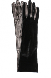 Удлиненные кожаные перчатки с бархатной отделкой Armani Collezioni