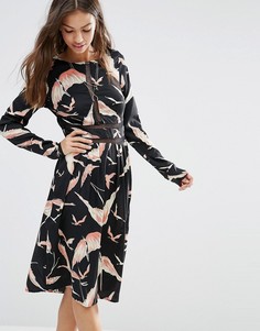 Платье миди с кружевной кокеткой Vero Moda - Черный
