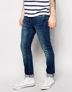 Зауженные выбеленные джинсы синего цвета Levis 510 - Синий