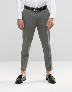 Серые укороченные зауженные брюки в строгом стиле ASOS - Серый
