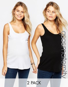 Набор из 2 маек в рубчик ASOS Maternity The Ultimate - СКИДКА 15 - Мульти