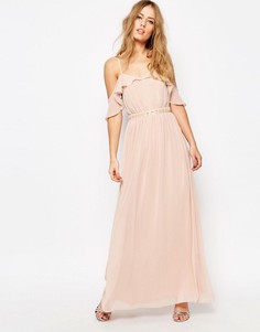Платье макси с открытыми плечами ASOS - Розовый