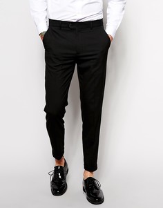 Черные укороченные зауженные брюки в строгом стиле ASOS - Черный