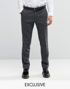 Супероблегающие строгие брюки из ткани в елочку Noak - Серый