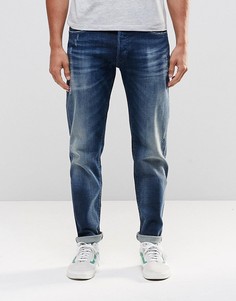 Темные стретчевые зауженные джинсы ограниченной серии с потертостями Replay 901 - Синий
