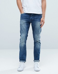 Классические выбеленные эластичные джинсы слим Only & Sons - Синий