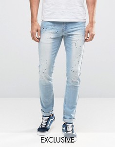 Узкие джинсы с эффектом брызг Heros Heroine - Синий