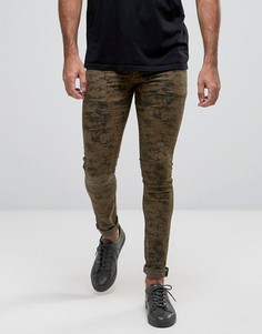 Супероблегающие джинсы с камуфляжным принтом ASOS - Зеленый