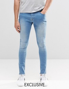 Суперзауженные джинсы с необработанными краями Brooklyn Supply Co - Синий
