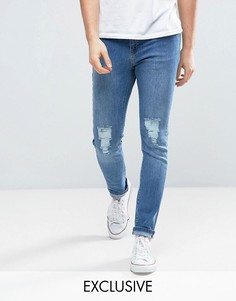 Рваные джинсы скинни в винтажном стиле Brooklyn Supply Co - Синий
