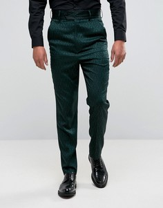 Зауженные строгие брюки с завышенной талией и принтом пейсли ASOS - Зеленый
