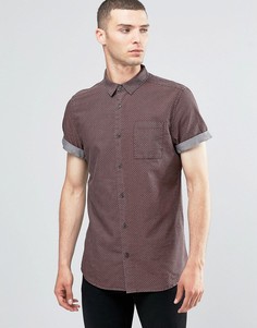Бордовая рубашка классического кроя с принтом New Look - Красный