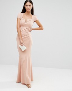 Платье макси с короткими рукавами и квадратным вырезом City Goddess - Розовый