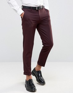 Бордовые укороченные брюки зауженного кроя ASOS - Фиолетовый