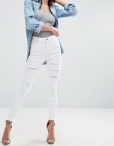 Белые рваные джинсы скинни ASOS RIDLEY - Белый