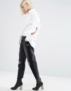 Черные прямые джинсы с деконструированным дизайном ASOS - Черный