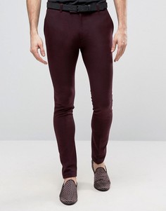 Бордовые супероблегающие брюки в строгом стиле ASOS - Красный