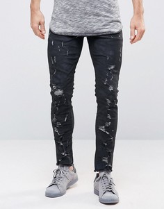 Укороченные джинсы скинни выбеленного черного цвета с покрытием ASOS - Черный