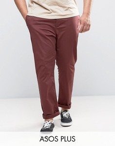 Бордовые узкие чиносы ASOS PLUS - Красный