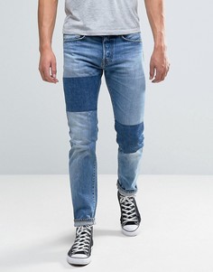 Выбеленные узкие джинсы со вставками Edwin ED-80 - Синий