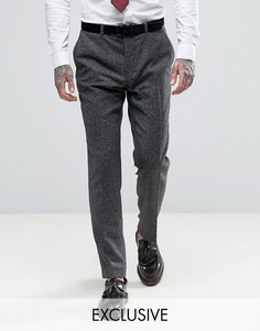 Укороченные зауженные брюки из твида с шевронным узором Heart & Dagger - Серый