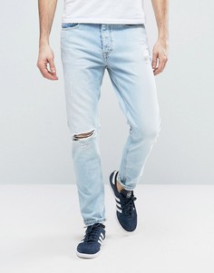 Светлые узкие джинсы Calvin Klein Jeans Vintage Splatter - Синий