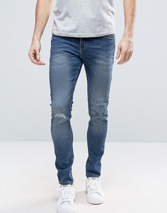 Синие выбеленные узкие джинсы Cheap Monday - Синий