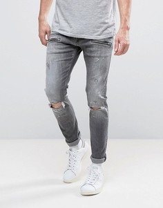 Серые джинсы скинни с рваными коленями Replay - Серый