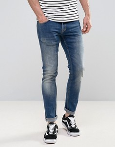 Выбеленные потертые джинсы скинни Redefined Rebel - Синий