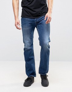 Темные выбеленные джинсы прямого кроя Diesel Waykee 679I - Синий