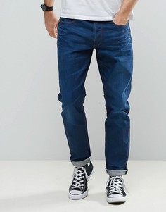 Ярко-синие выбеленные джинсы суженного книзу кроя G-Star 3301 - Синий