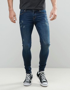 Темные супероблегающие джинсы с потертостями Always Rare Mickey - Синий